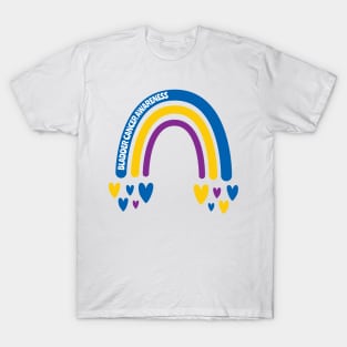 Bladder Cancer Awareness Rainbow with hearts T-Shirt